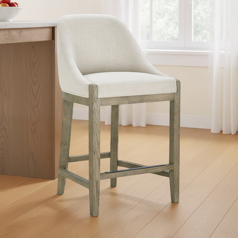 Shiner Daigle Upholstered Counter Stool, Effie Linen Performance Linen