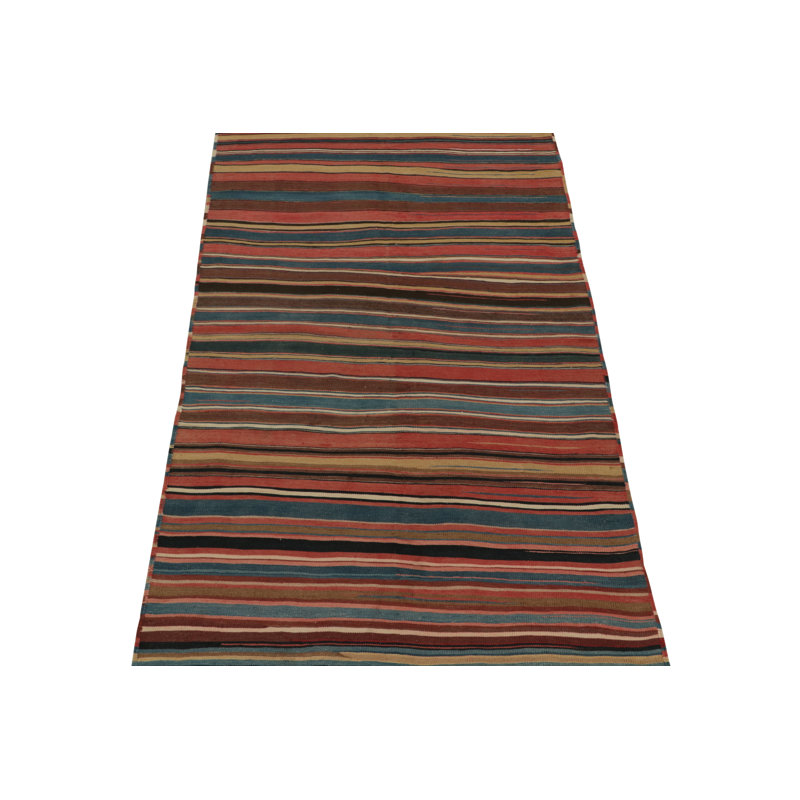 Vintage  Kilim Rug In Polychromatic Stripes By Rug & Kilim