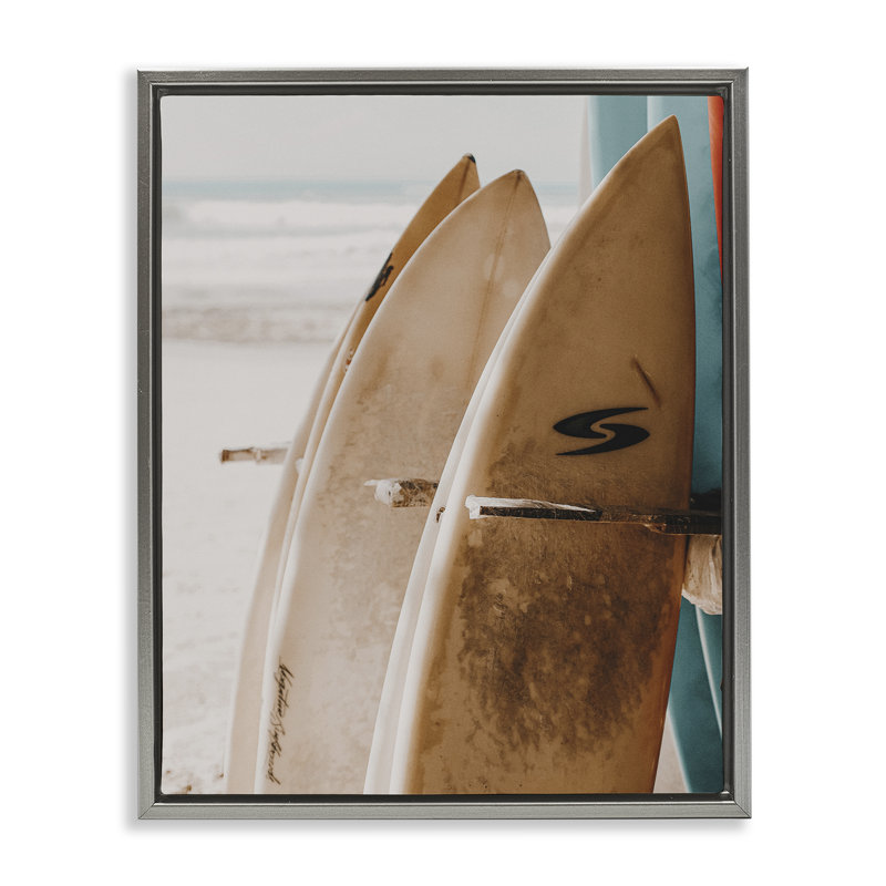  Art mural sur toile flottant encadré, planches de surf par LSR Design Studio, Cadre flottant gris lustré, H 21 po x l 17 po