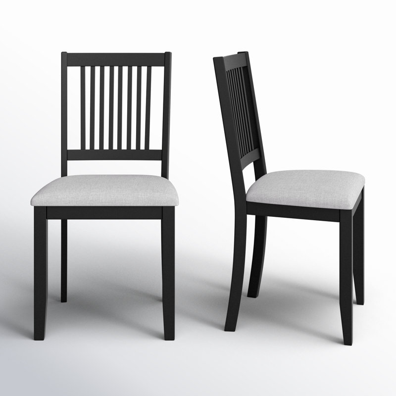 Weldon 18" Wide Mission Style Wooden Dining Chair with Upholstered Seat, Black