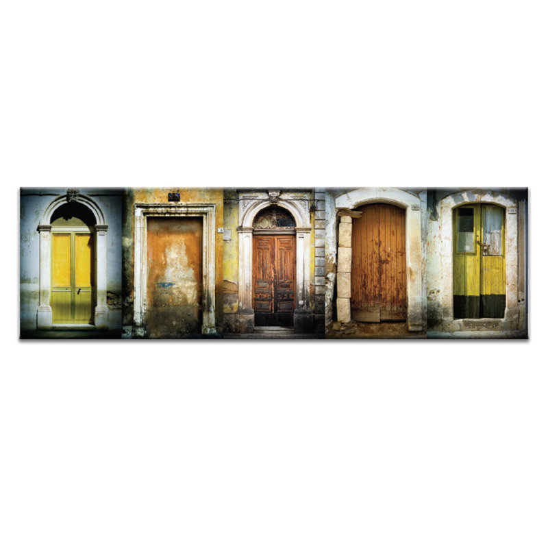 Doors Of Italy - Le Porte Gialle by Joe Vittorio - Wrapped Canvas Panoramic Print