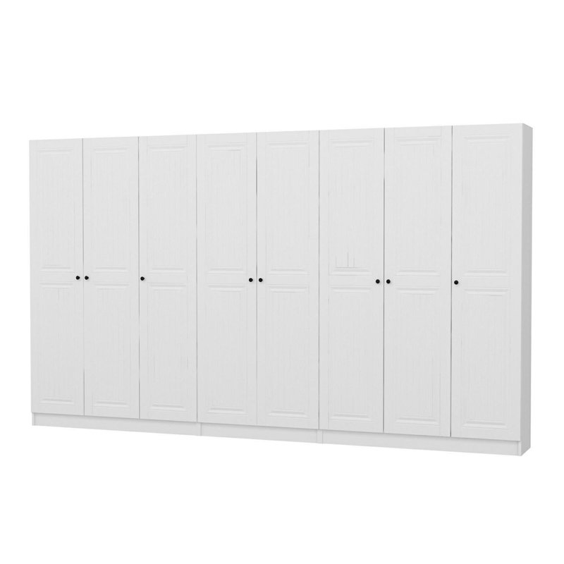 Élégant support de couloir, blanc, 141,7 po x 82,7 po x 13,8 po | 100% panneau de particules enduit de mélamine, épaisseur: 0,7 pouce | Conception traditionnelle, parfaite pour l'organisation du vestibule et la décoration intérieure, durable et él?