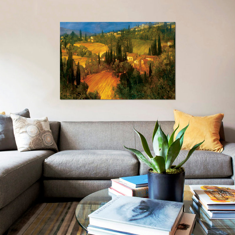 « hillside-tuscany », impression sur toile, H 26 po x l 40 po x P 1,5 po