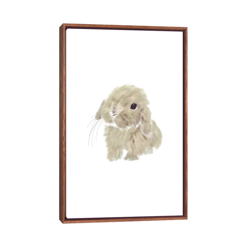 Décoration murale bébé lapin, H 40 po x l 26 po x P 1,5 po, Toile classique avec cadre brun