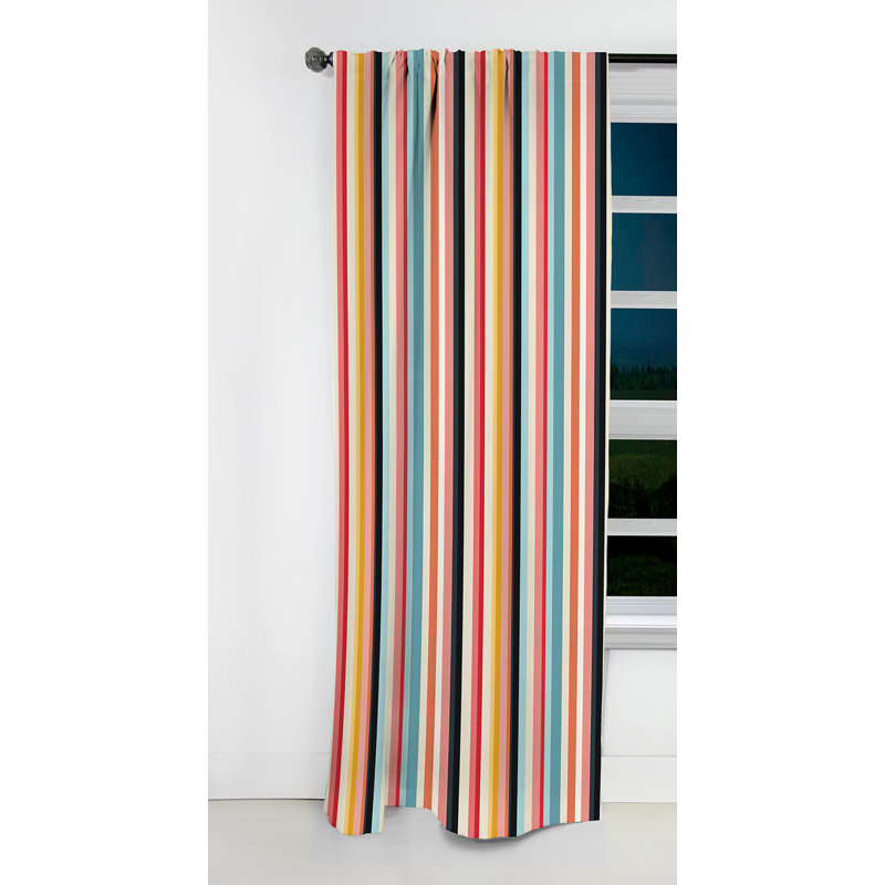 Rideau occultant rayé rose et bleu Nostalgia I - 1 panneaux, L 52 po x L 108 po