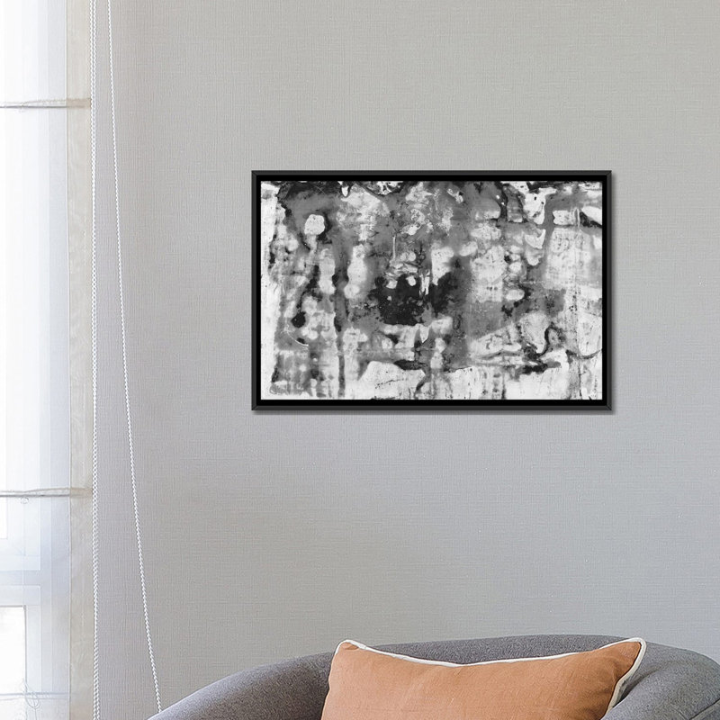 «Black and White Abstract II», reproduction sur toile, H 18 po x l 26 po x P 1,5 po, Toile avec cadre noir, Pas de tapis