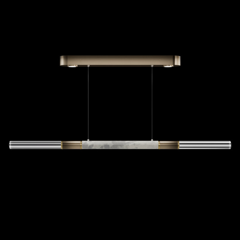 Luminaire suspendu linéaire l 62 po Antonia, Laiton/Bronze ombré/Fumée