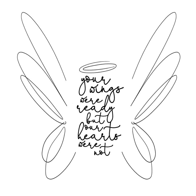 " Your Wings Were Ready Script Black ", 20" H x 20" W  