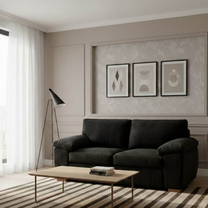 2 Seater Corduroy Sofa, Black