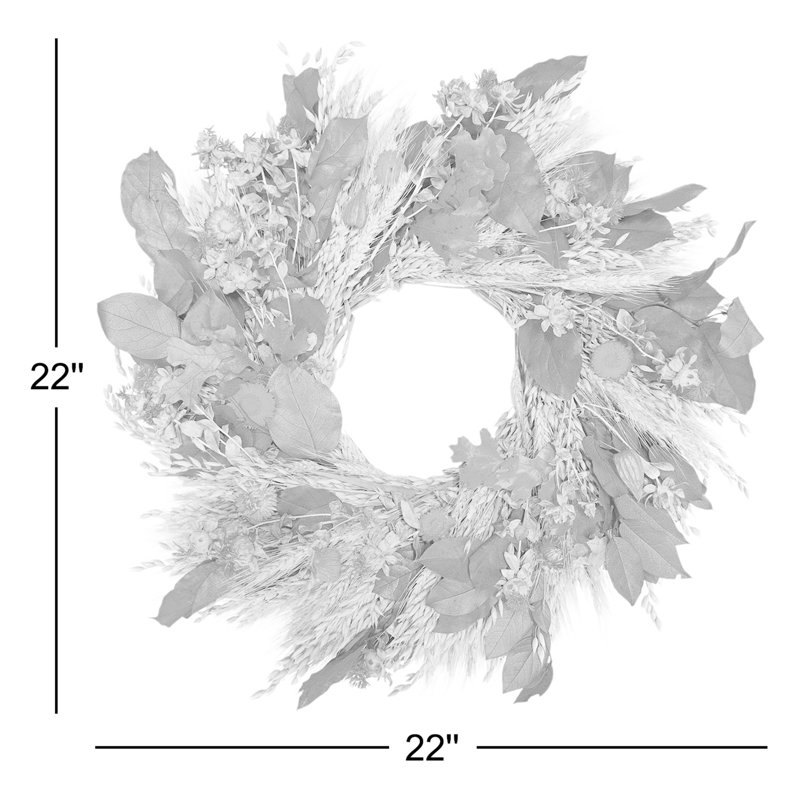 Preserved Leaves and Strawflowers Fall Wreath