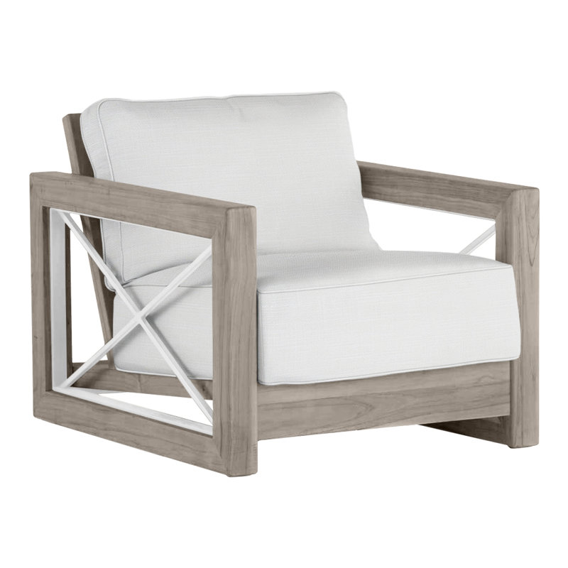 Malta Teak Lounge Oyster Teak/Brushed StaInless, Rollo Lace InsideOut® Linen, Oyster Teak/Brushed Stainless