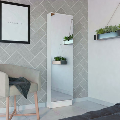 Rectangle Tall Shoe Cabinet With Mirror