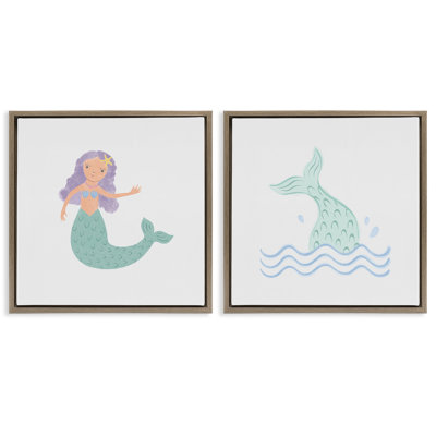 «Ocean Mermaid Splash», ensemble de 2 toiles flottantes encadrées par Carrie Cantwell