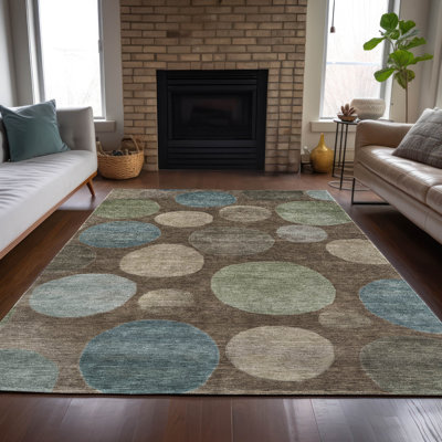 Machine Washable Indoor/Outdoor Xhevrie Chocolate Rug