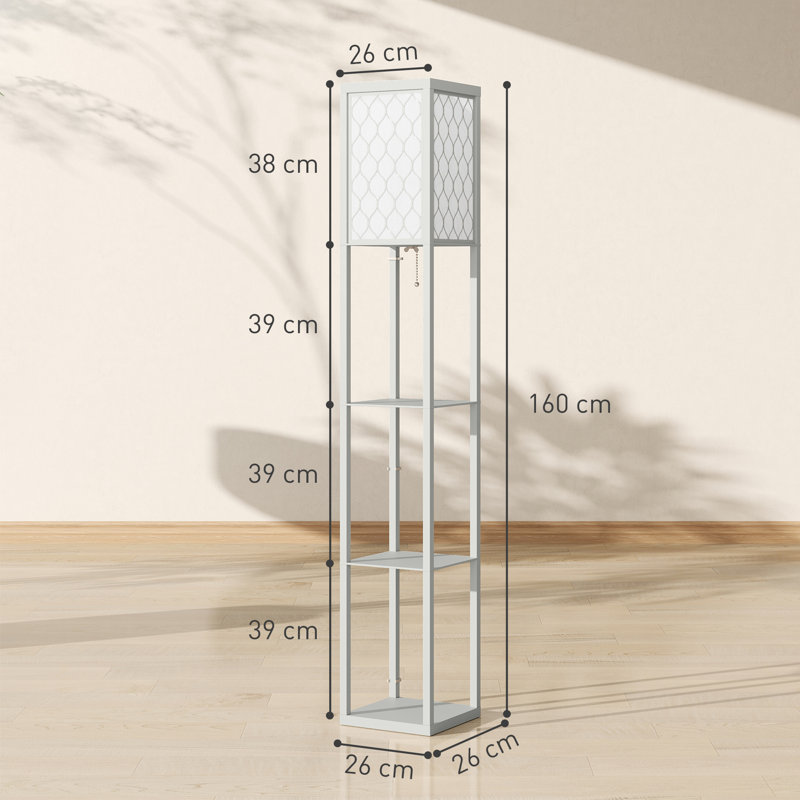 160cm Melamine Faced Column Floor Lamp, Grey