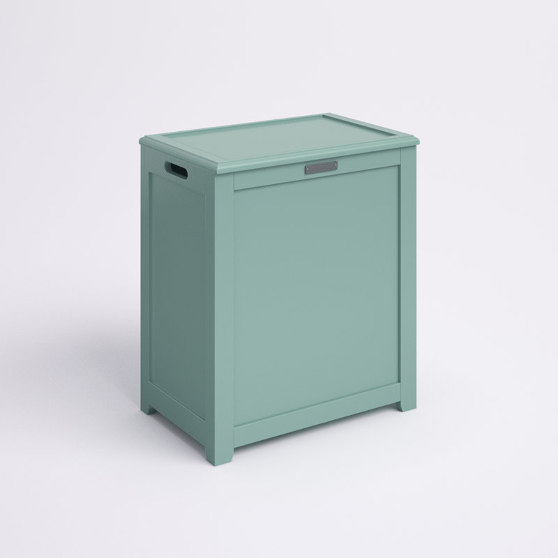 Turquoise MDF Wood Upright Laundry Hamper with Lid