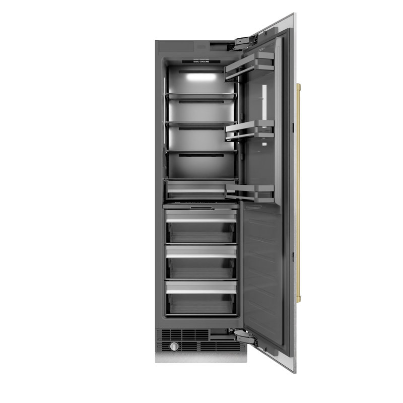 ZLINE Autograph 24 in. Column Refrigerator with Graphite Gray Interior and Polished Gold Accents