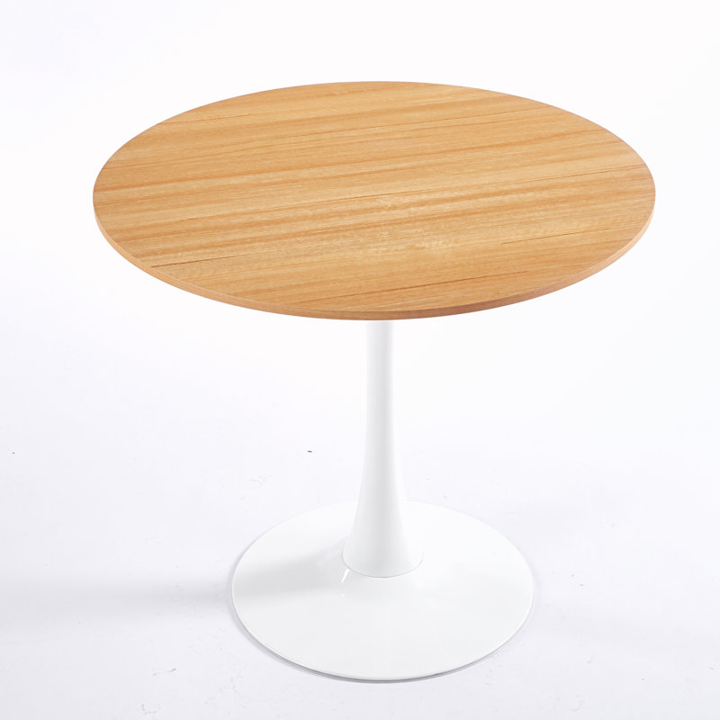 Table de salle à manger ronde, Plateau en chêne / base blanche