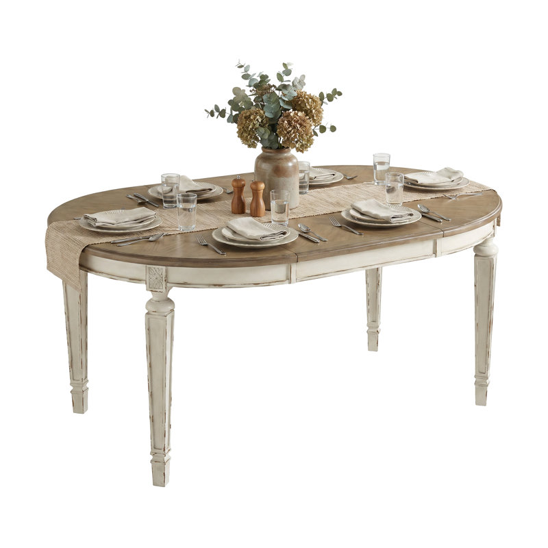 Azil 71.88 " Extendable Round and Oval with Solid Wood Base Dining Table