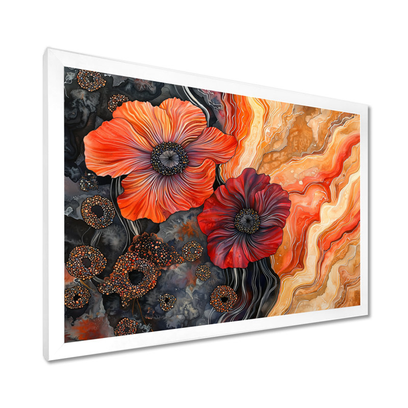 Décoration murale Geode Serenade Of Anemone Flowers I - Poppies, H 24 po x l 32 po, Blanc