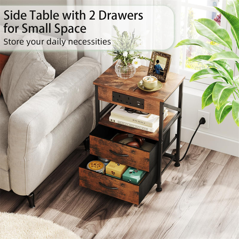 42cm W Metal Bedside Table