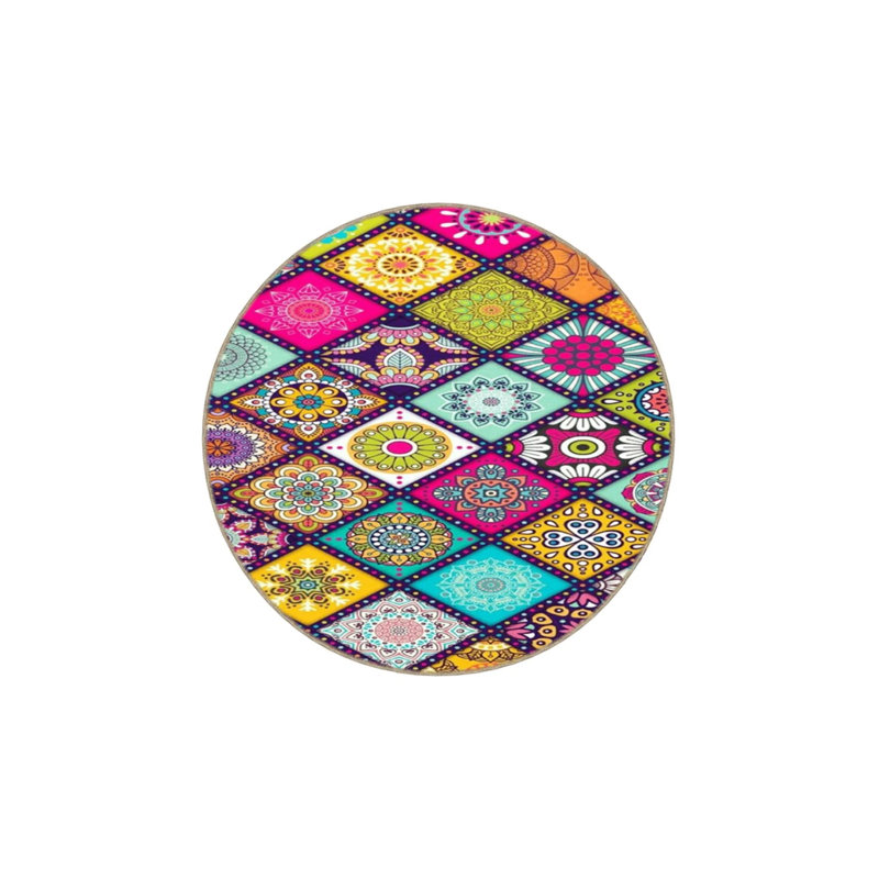 Geometric Diamond Patterned Multicolored Framed Decorative Washable Carpet, Rectangle 2'4" x 4'