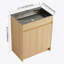 Meuble-lavabo autoportant avec lavabo en acier inoxydable et drain flexible, porte à fermeture en douceur