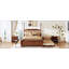 Structure de grand lit plateforme avec lit gigogne simple TG et 2 tiroirs de rangement, conception classique en bois avec tête de lit à broche-1405045388