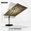 Parasol lumineux carré en porte-à-faux 9 pi x 9 pi Sella, beige-357815577