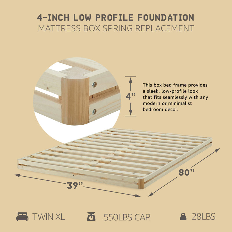 Hercules Foundation Mattress Box Spring Replacement , Twin XL, Low Profile (4")