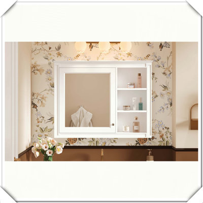 Wall Mounted Bathroom Medicine Cabinet With Mirror Adjustable Shelf