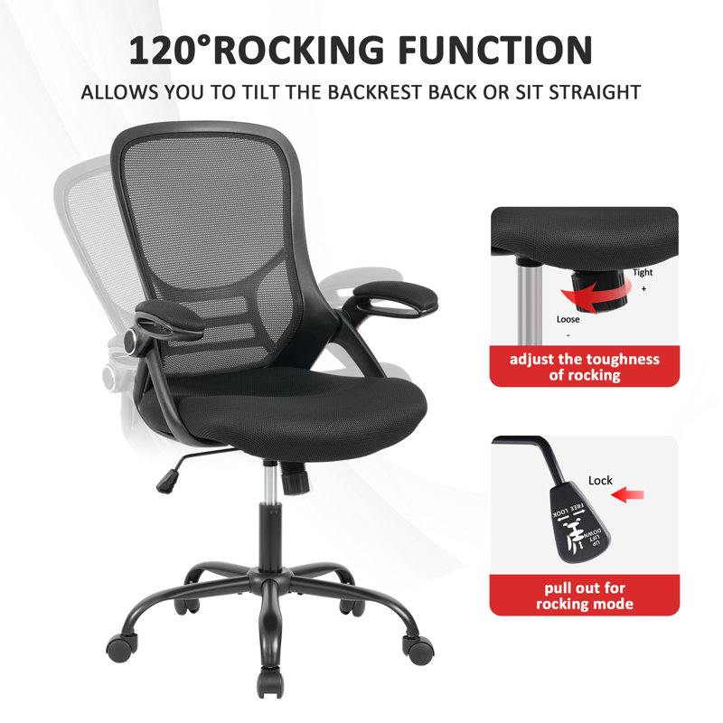 Nolon Ergonomic Mesh Office Chair with Lumbar Support & Flip-Up Armrests - Swivel Rolling Task Chair for Home Office, Computer Desk