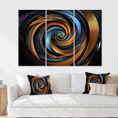 Golden Fractal Celestial Spiral Balance V - Abstract Fractal Wall Art Print, ensemble