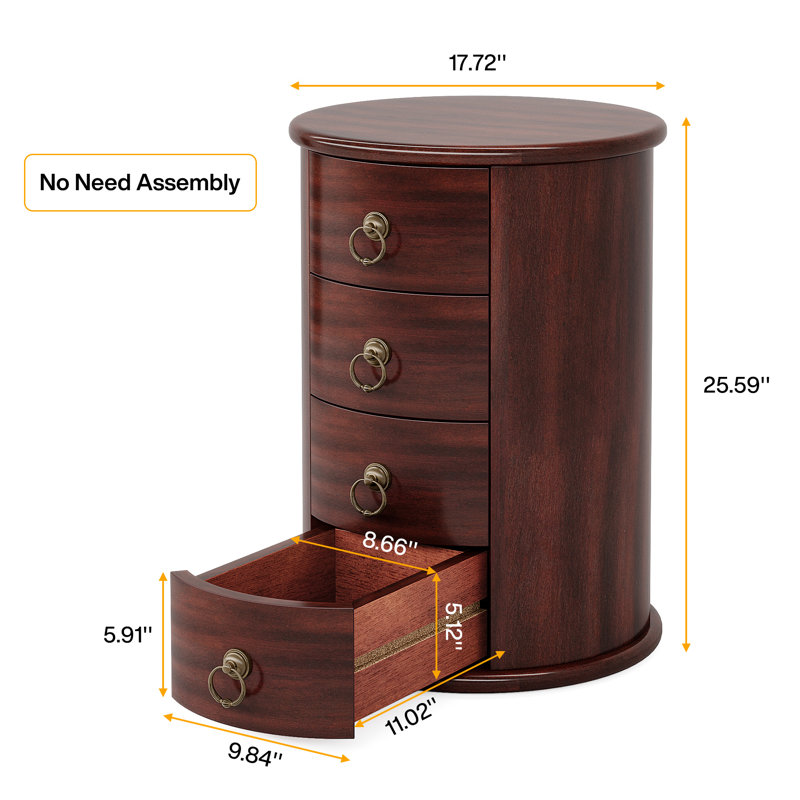 Side Table with Storage, Cherry Brown