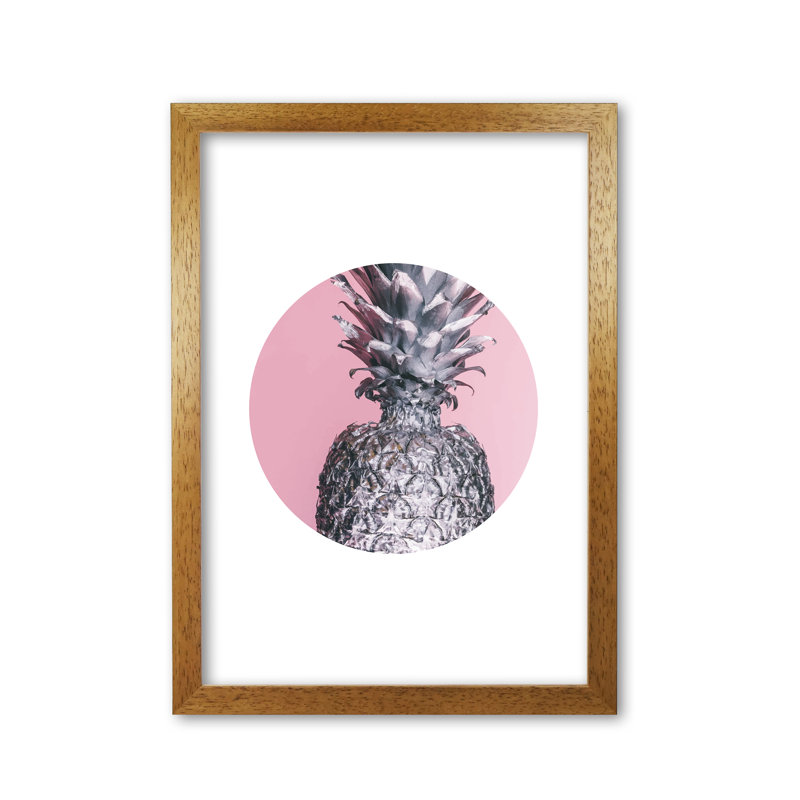 Pineapple Circle - Print, Honey Oak Frame, 30 cm H x 21 cm W x 5 cm D