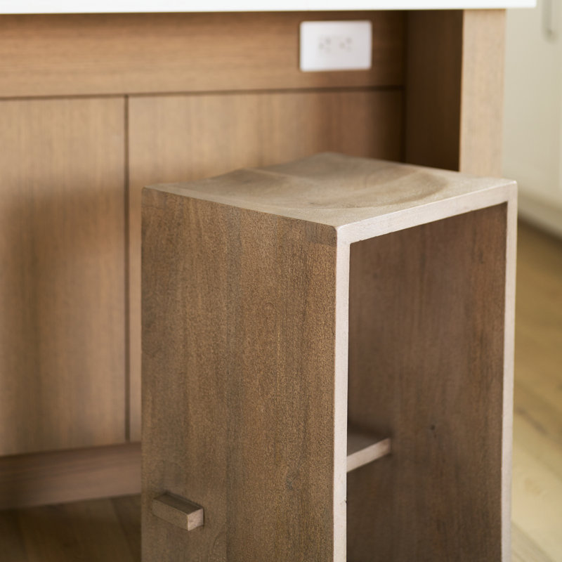 Tabouret en bois massif Dalina, Brun gris