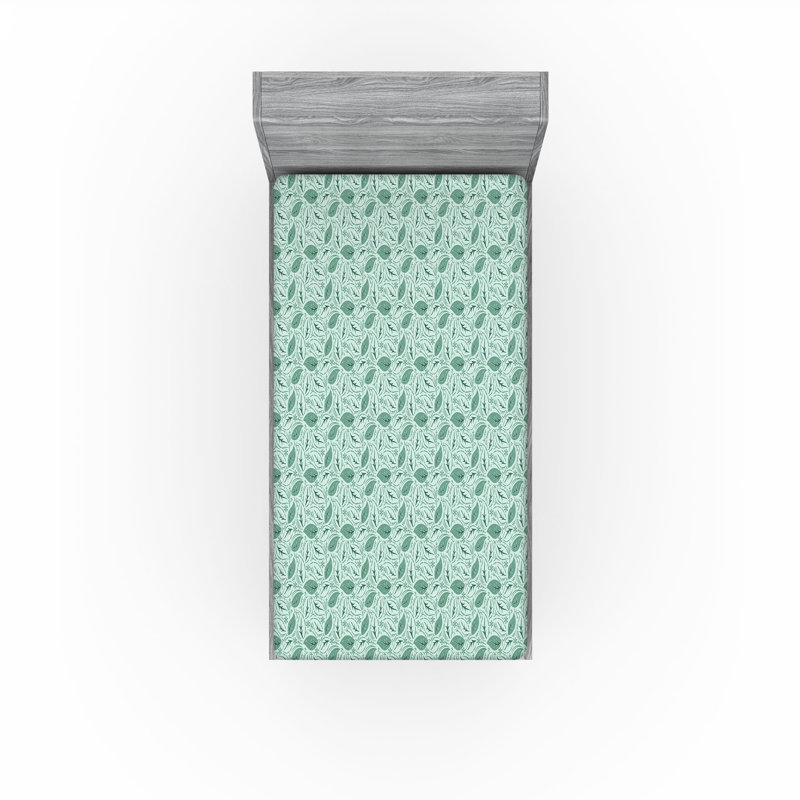 Drap-housse Ambesonne, Drap-housse simple TG, Amande, vert, vert laurier / floral