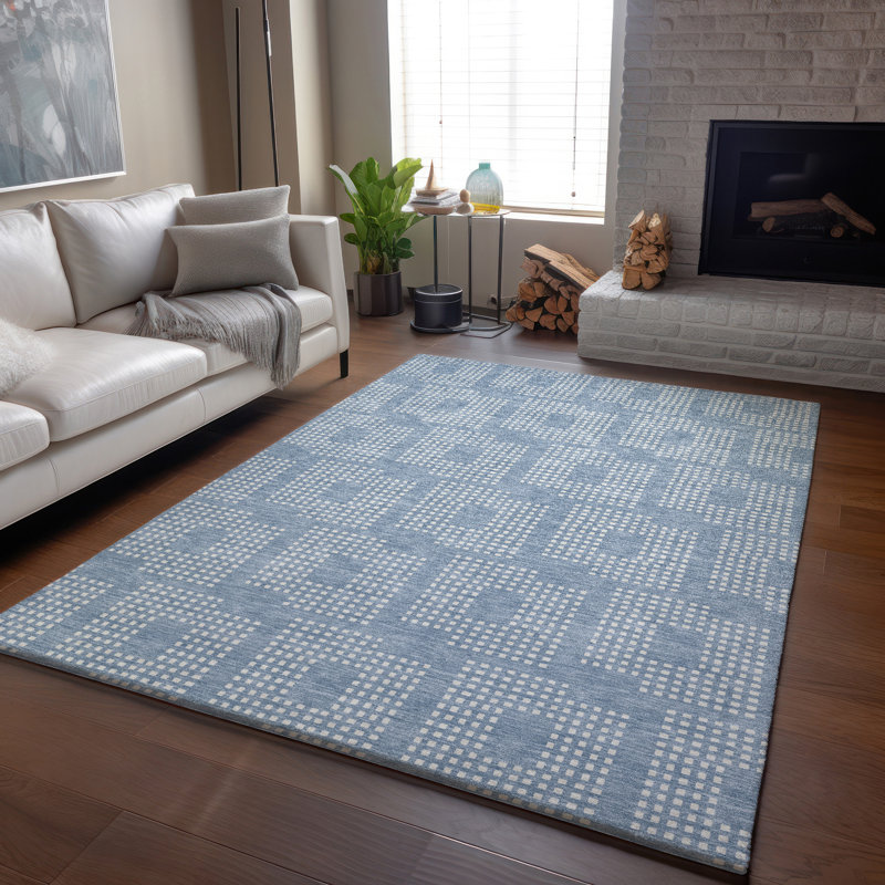 Premium Machine Washable Prisco Sky Rug, Rectangle 10' x 14'