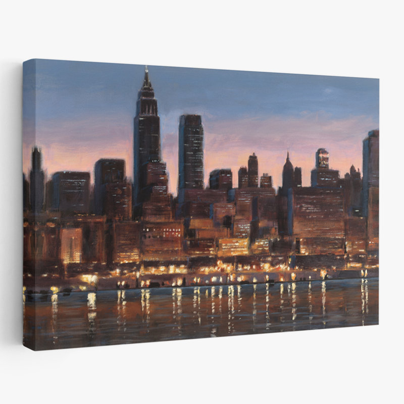 Édifice et bâtiments, art de réflexion de Manhattan, H 16 po x l 24 po