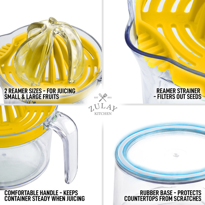 Zulay Kitchen 3-in-1 Citrus Juicer Reamer Cup 17oz Lemon Squeezer Orange Juicer Extractor