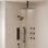  Système de douche thermostatique double à haute pression avec douche à main et jet pour le corps 16 po Thermostatic