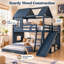 Lit superposé Benedict House avec glissade, échelle, étagères de rangement et armoire, lit superposé au sol avec barrières de sécurité-1946216194-1946216207