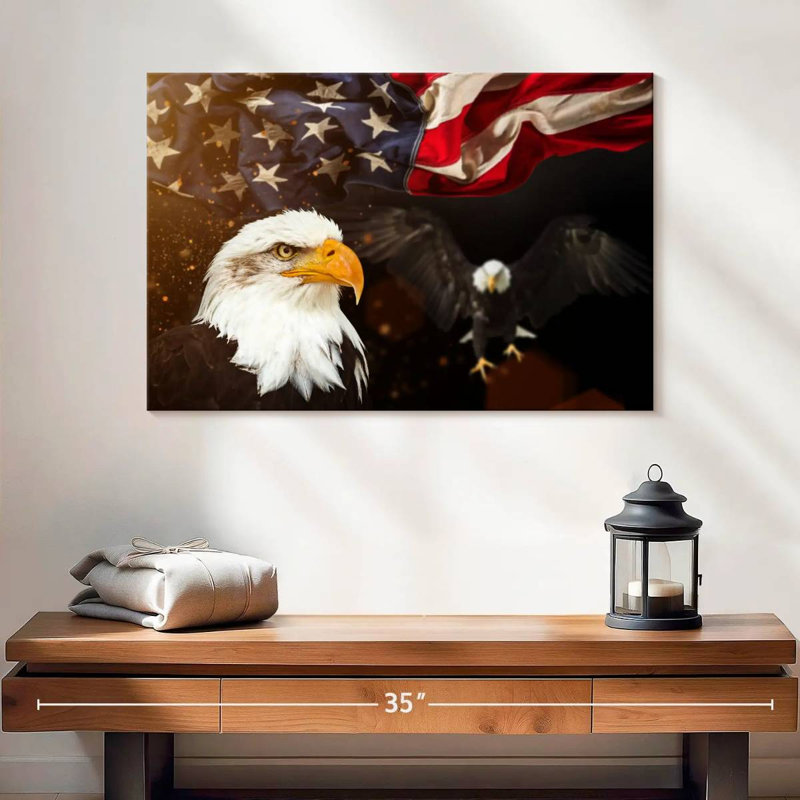 Brampt Fierce Eagle American Flag, 16'' H x 24'' W