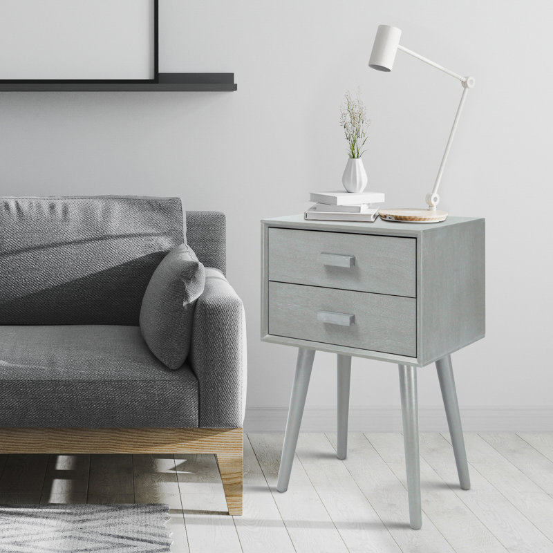 Basharat 15.75'' W Nightstand, Slate Gray
