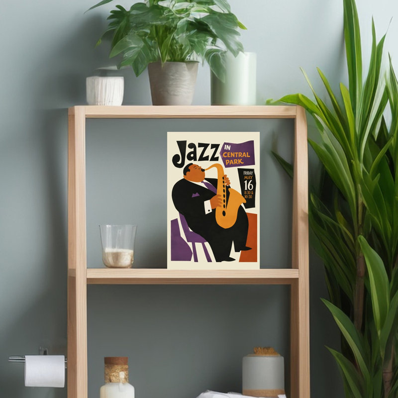 Jazz In Central Park Classic Elegant Retro Architecture Wall Art Print 1 Piece Wrapped Canvas Wall Art, 45.72cm H x 30.48cm W