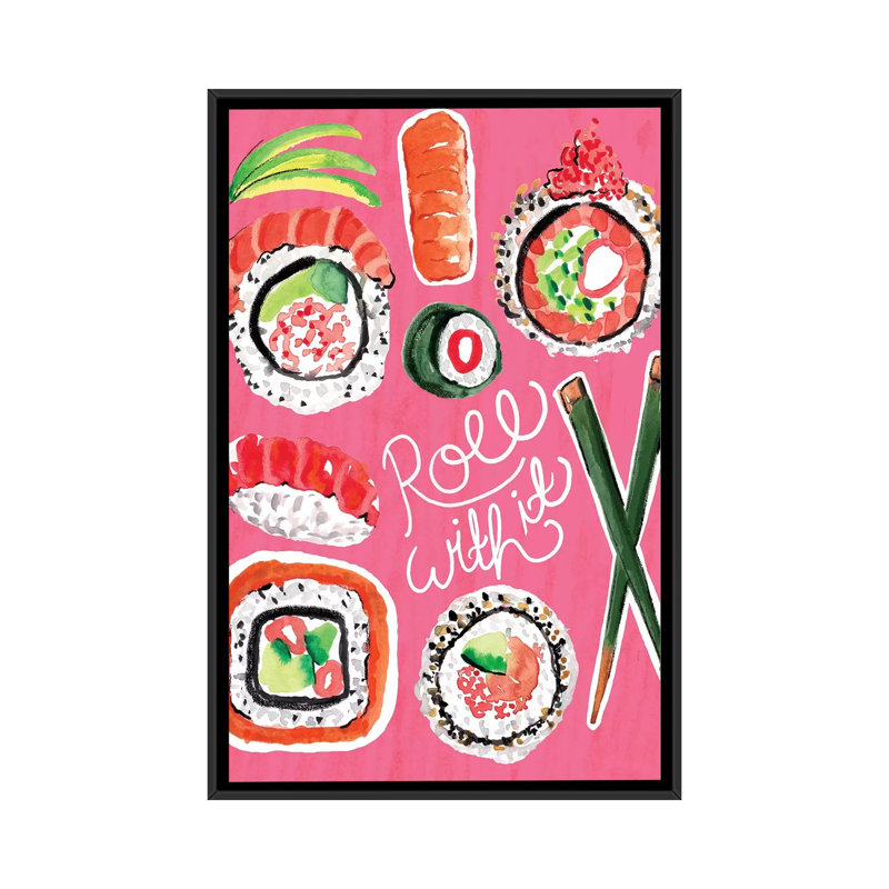 Sushi 1 Piece Painting on Canvas, 101.6 cm H x 66.04 cm W, Black Framed