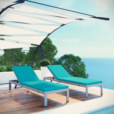 Shore Outdoor Patio Aluminum Chaise with Cushions