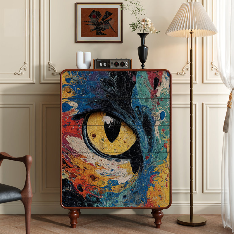 Commode 5 tiroirs Whimsical Cat Design