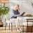 Sherpa Fabric Upholstered Dining Chairs Set With Backrest For Dining Room, Kitchen, Living Room, Includes 6 Chairs