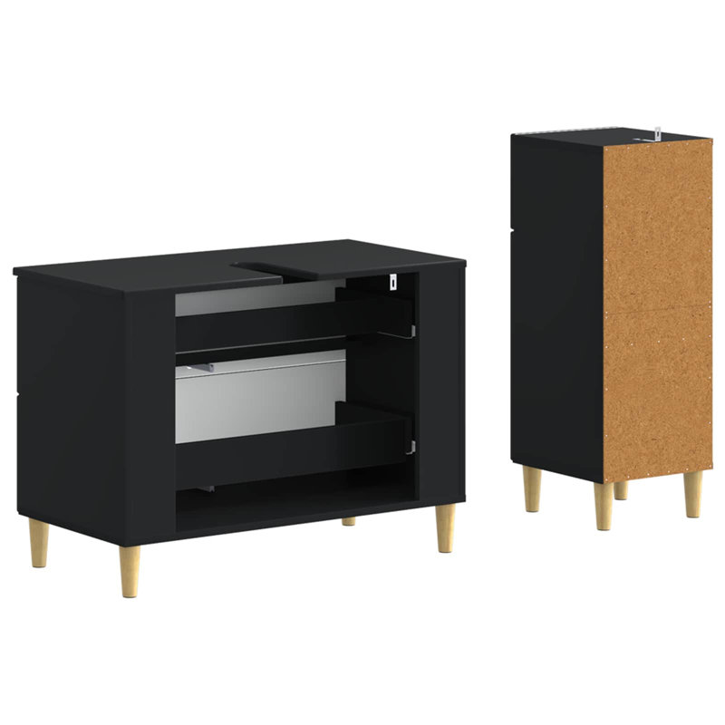 Bathroom Storage Furniture Set, Black